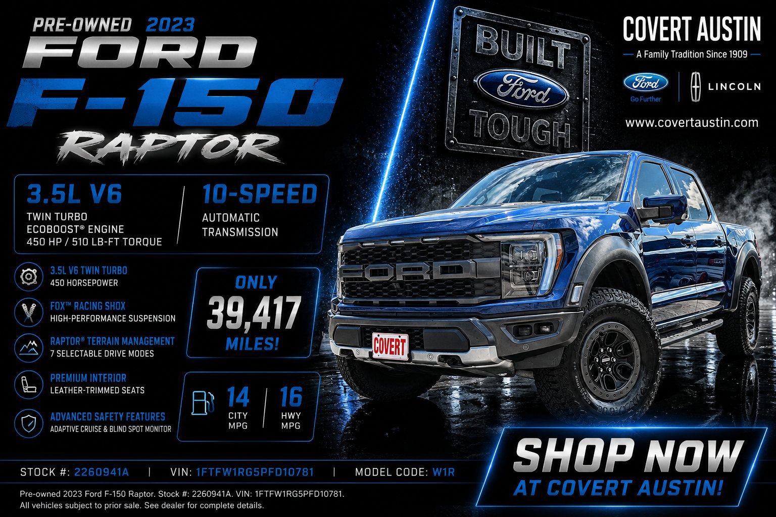 Certified 2023 Ford F150 Raptor AWD/4WD image 1