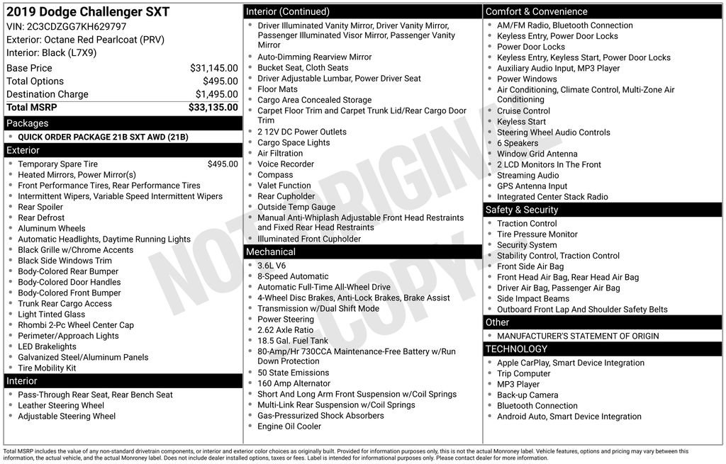 Used 2019 Dodge Challenger SXT image 1