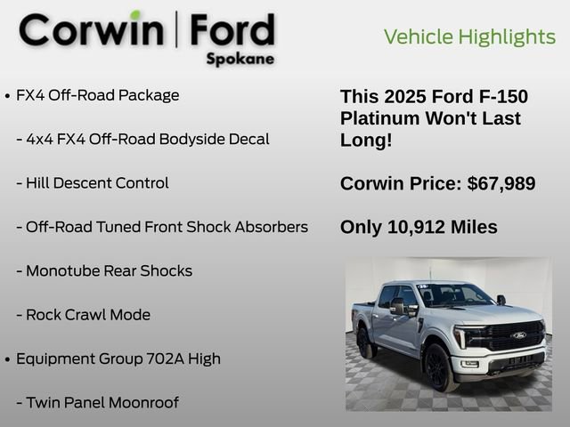 Certified 2025 Ford F150 Platinum w/ FX4 Off-Road Package image 7