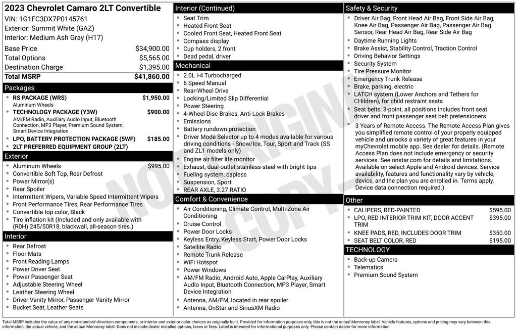 Used 2023 Chevrolet Camaro LT w/ RS Package image 8