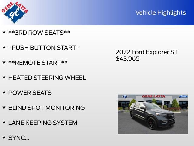 Certified 2022 Ford Explorer ST w/ Equipment Group 401A image 35