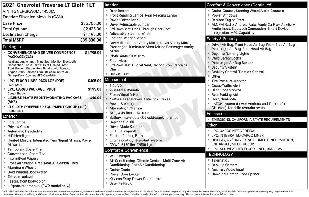 Used 2021 Chevrolet Traverse LT image 33