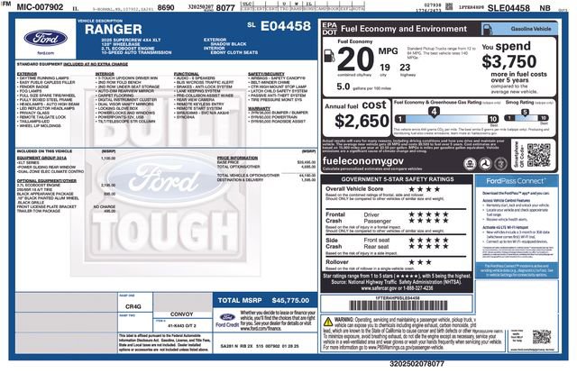Certified 2025 Ford Ranger XLT w/ Equipment Group 301A High image 38