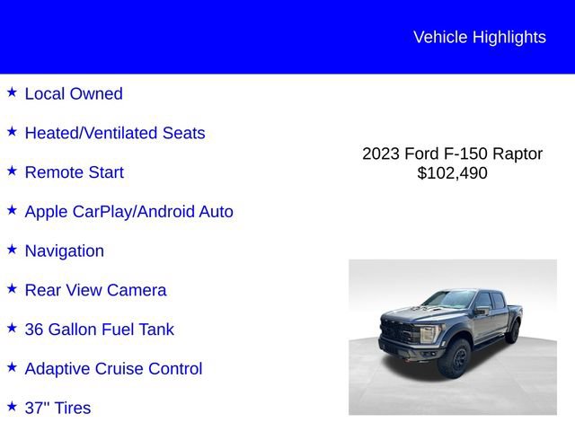 Certified 2023 Ford F150 Raptor w/ Equipment Group 802A Raptor R AWD/4WD image 2