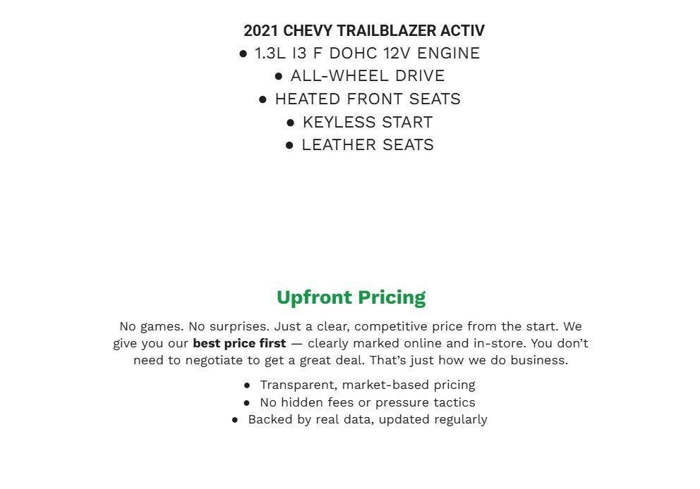 Used 2021 Chevrolet TrailBlazer ACTIV w/ Convenience Package