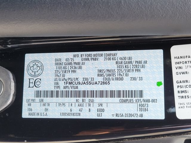 Certified 2025 Ford Escape Platinum AWD/4WD image 16
