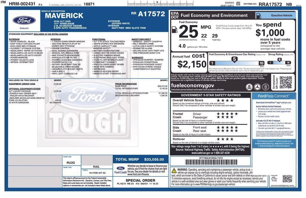 Certified 2024 Ford Maverick XLT w/ XLT Luxury Package AWD/4WD image 16