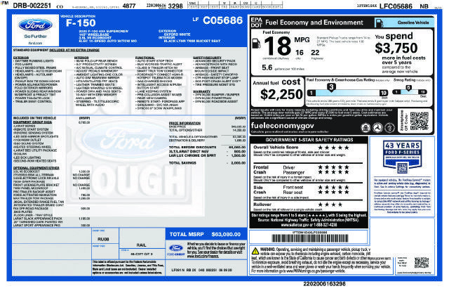 Certified 2020 Ford F150 Lariat w/ Equipment Group 502A Luxury AWD/4WD image 7