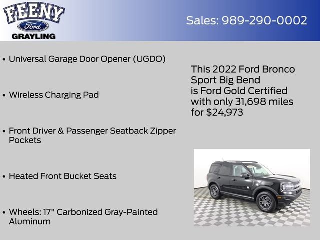Certified 2022 Ford Bronco Sport Big Bend w/ Convenience Package image 20