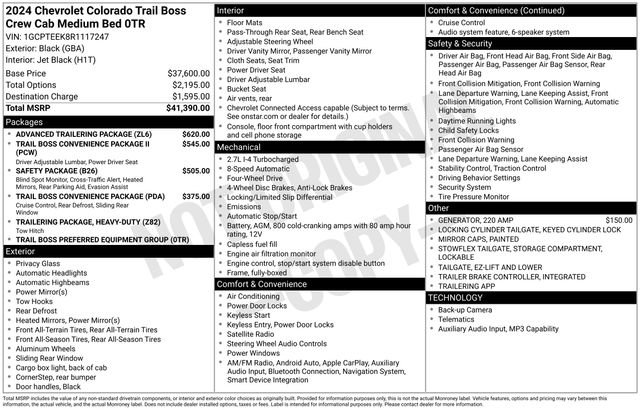 Used 2024 Chevrolet Colorado Trail Boss w/ Advanced Trailering Package AWD/4WD image 3
