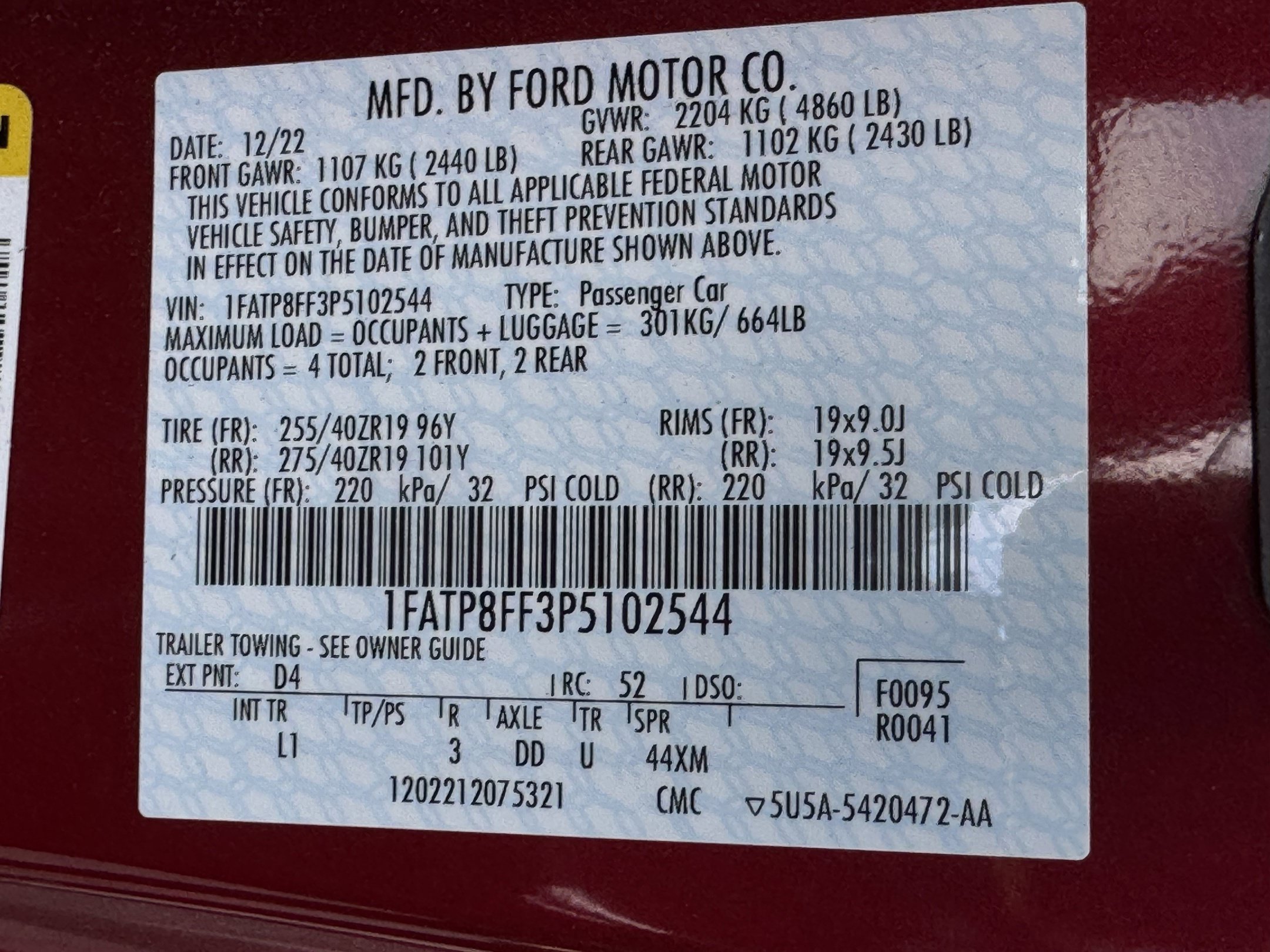 Certified 2023 Ford Mustang GT Premium w/ GT Performance Package RWD image 35