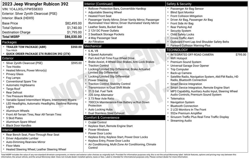 Used 2023 Jeep Wrangler Unlimited Rubicon 392 w/ Trailer Tow Package AWD/4WD image 37