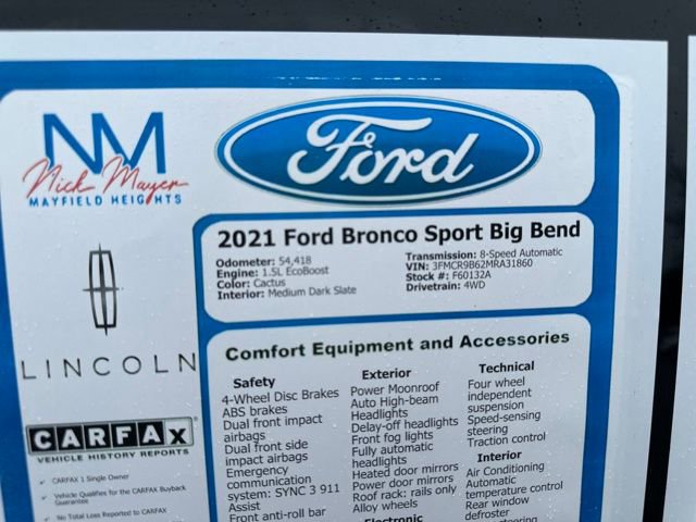 Certified 2021 Ford Bronco Sport Big Bend w/ Big Bend Package image 44