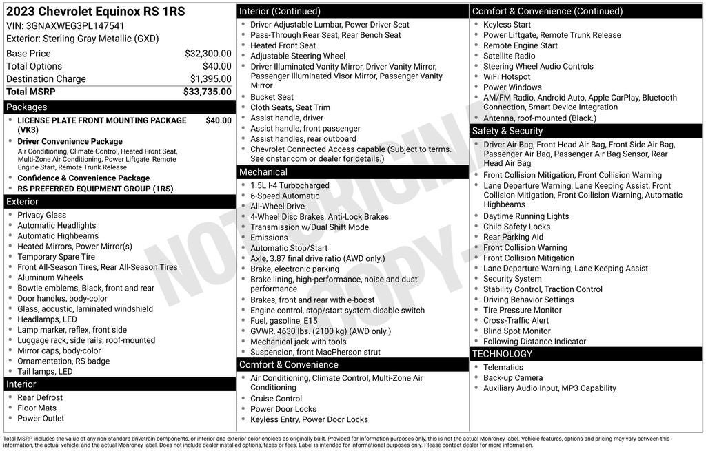 Used 2023 Chevrolet Equinox RS AWD/4WD image 35
