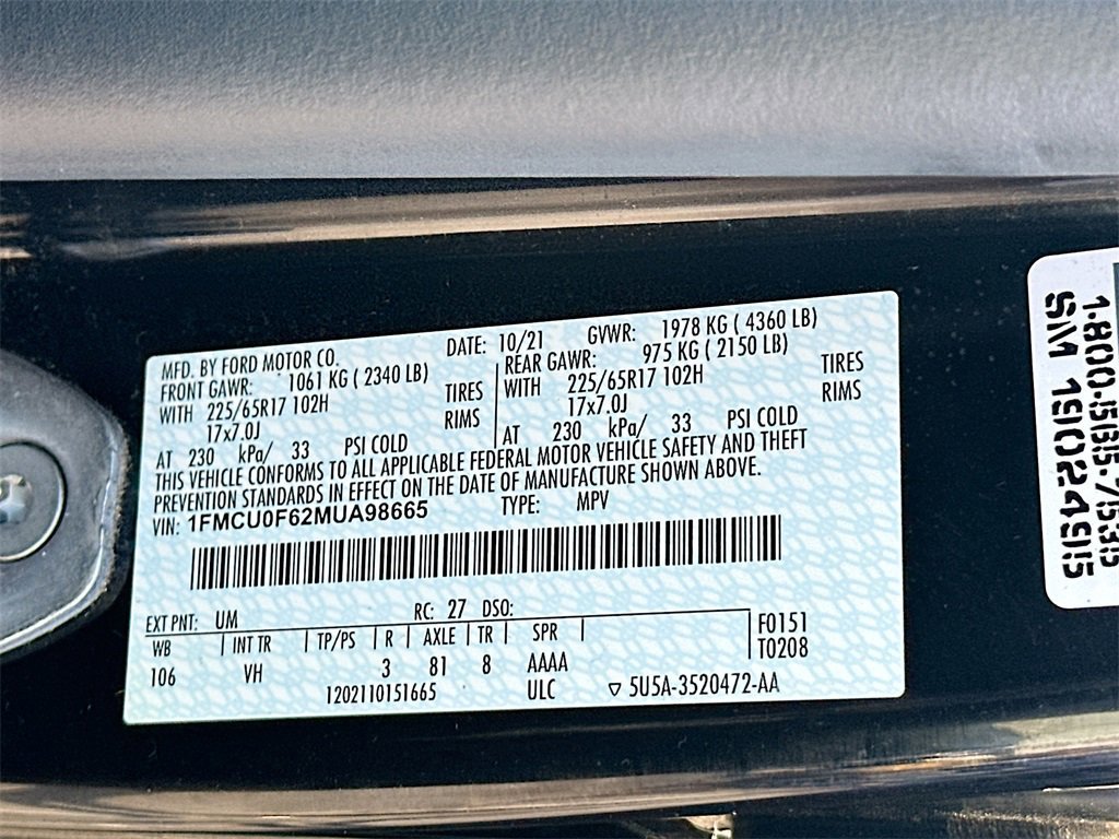 Certified 2021 Ford Escape S image 27