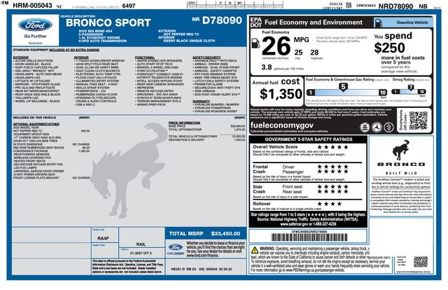 Certified 2022 Ford Bronco Sport Big Bend w/ Convenience Package AWD/4WD image 2