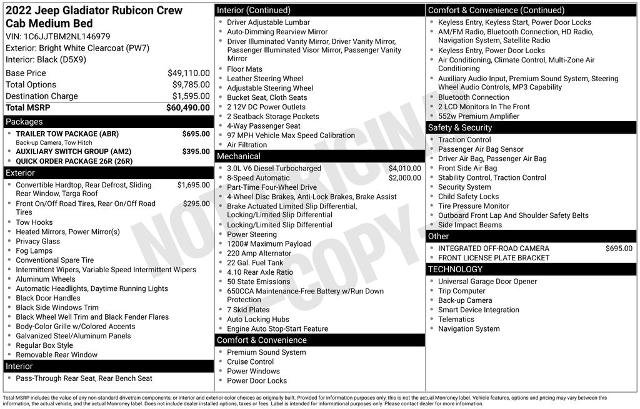 Used 2022 Jeep Gladiator Rubicon w/ Trailer Tow Package image 14