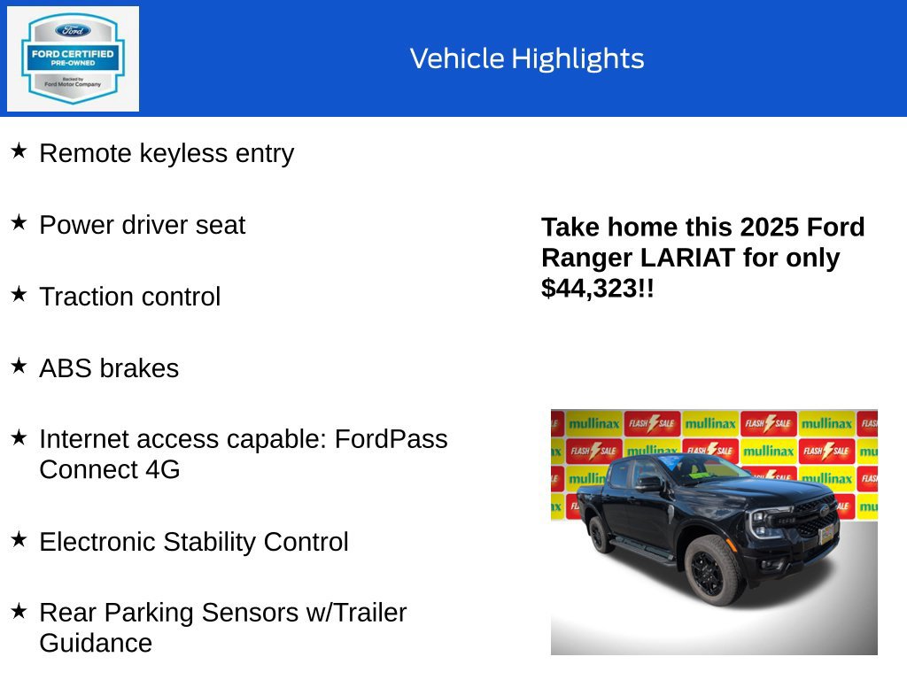 Certified 2025 Ford Ranger Lariat w/ FX4 Off-Road Package AWD/4WD image 19