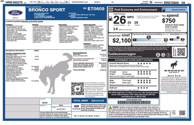 Certified 2024 Ford Bronco Sport Big Bend w/ Convenience Package AWD/4WD image 5