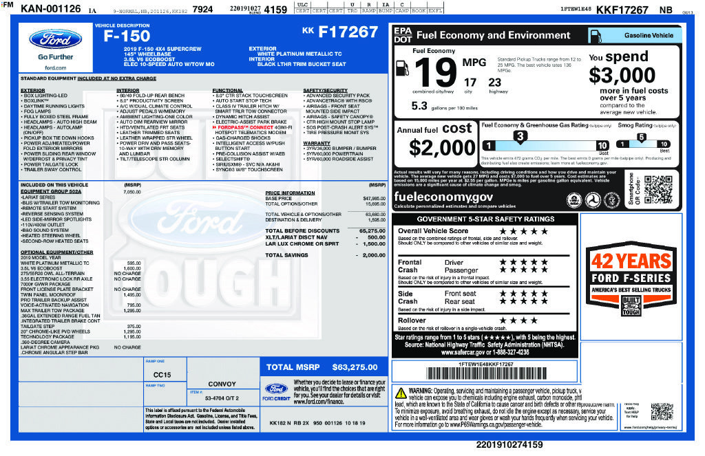 Certified 2019 Ford F150 Lariat w/ Equipment Group 502A Luxury AWD/4WD image 22