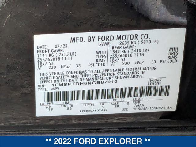 Certified 2022 Ford Explorer XLT image 24