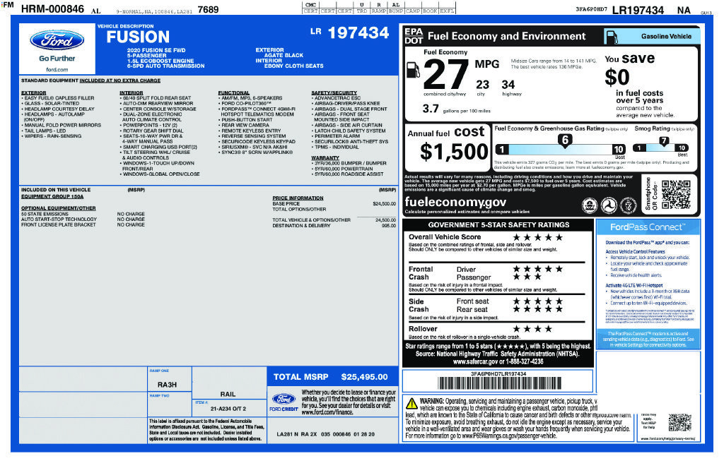 Certified 2020 Ford Fusion SE FWD image 27