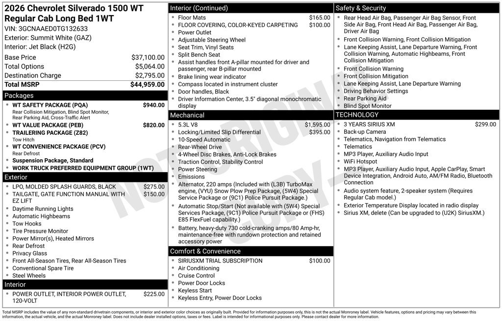 Used 2026 Chevrolet Silverado 1500 W/T w/ WT Safety Package RWD image 28