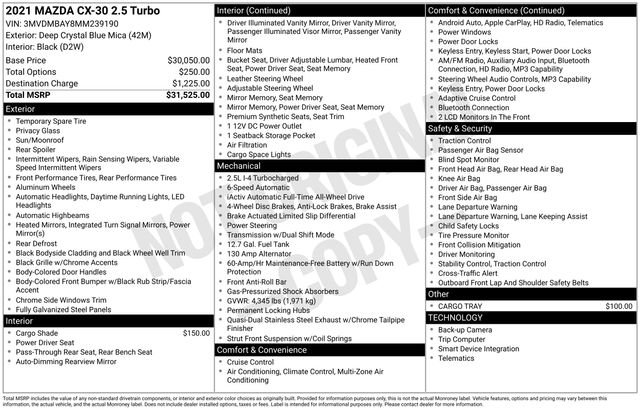 Used 2021 MAZDA CX-30 AWD 2.5 Turbo S image 35