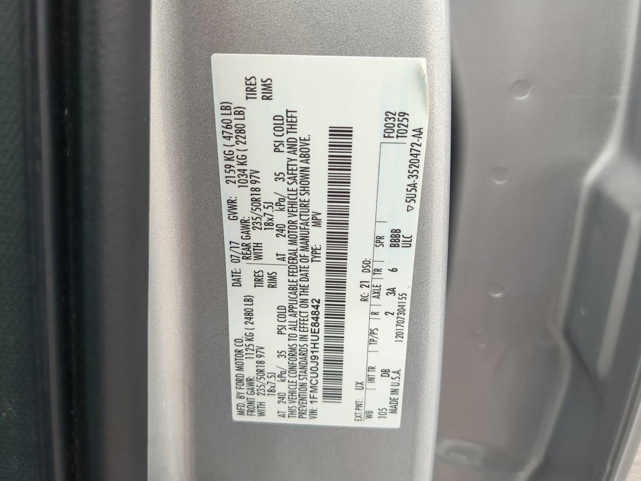 Certified 2017 Ford Escape Titanium FWD image 29