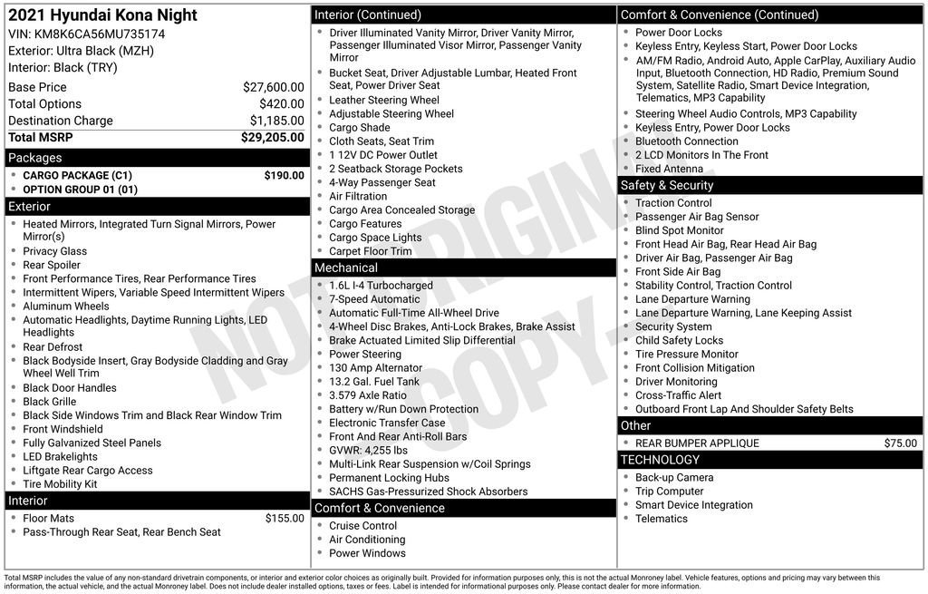 Used 2021 Hyundai Kona Night w/ Cargo Package image 9