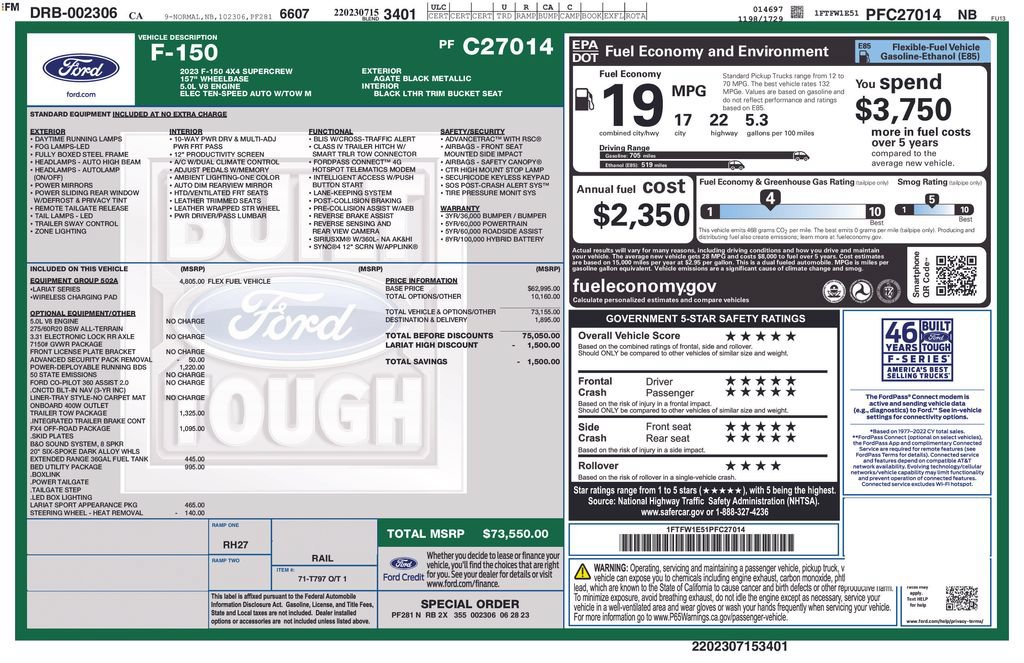 Certified 2023 Ford F150 Lariat w/ Equipment Group 502A High AWD/4WD image 3