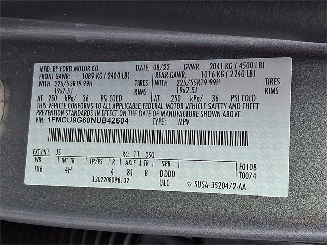 Certified 2022 Ford Escape SE w/ SE Sport Appearance Package image 27