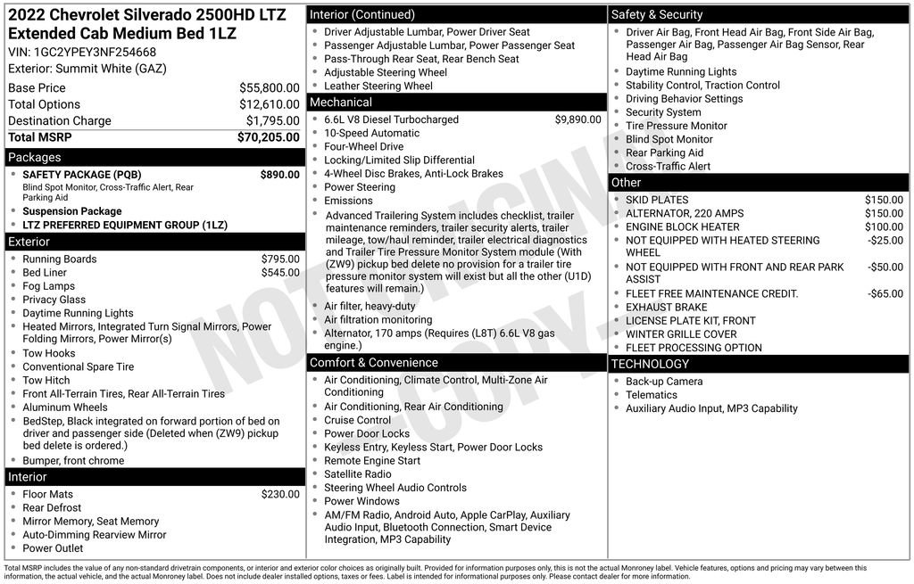 Used 2022 Chevrolet Silverado 2500 LTZ w/ Safety Package AWD/4WD image 7