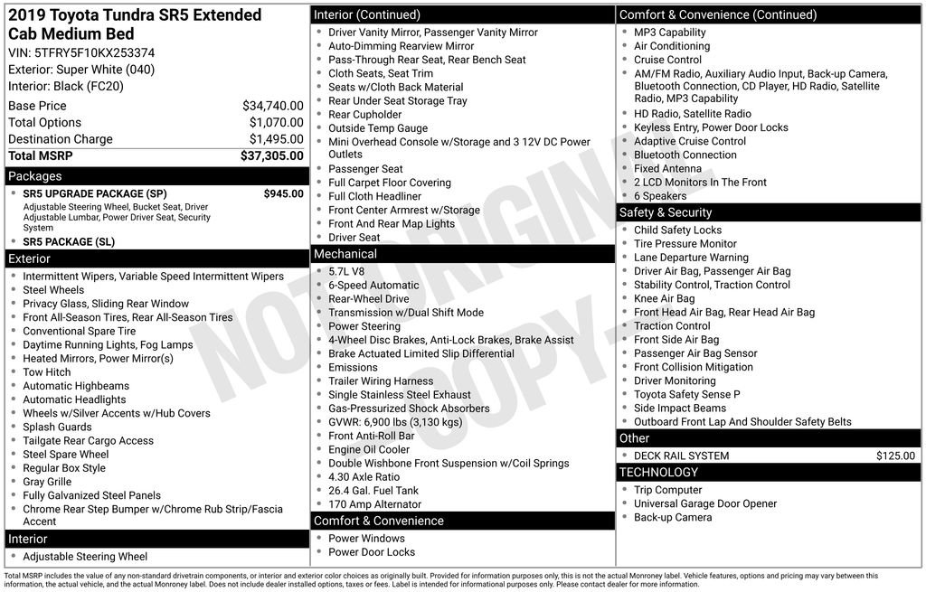 Used 2019 Toyota Tundra SR5 w/ SR5 Upgrade Package RWD image 5