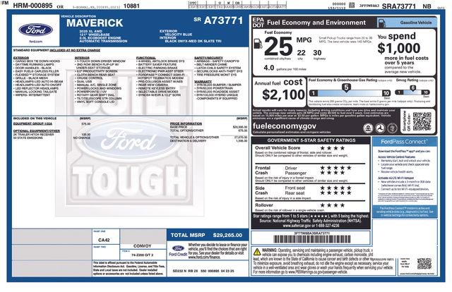 Certified 2025 Ford Maverick XL w/ Equipment Group 102A AWD/4WD image 16