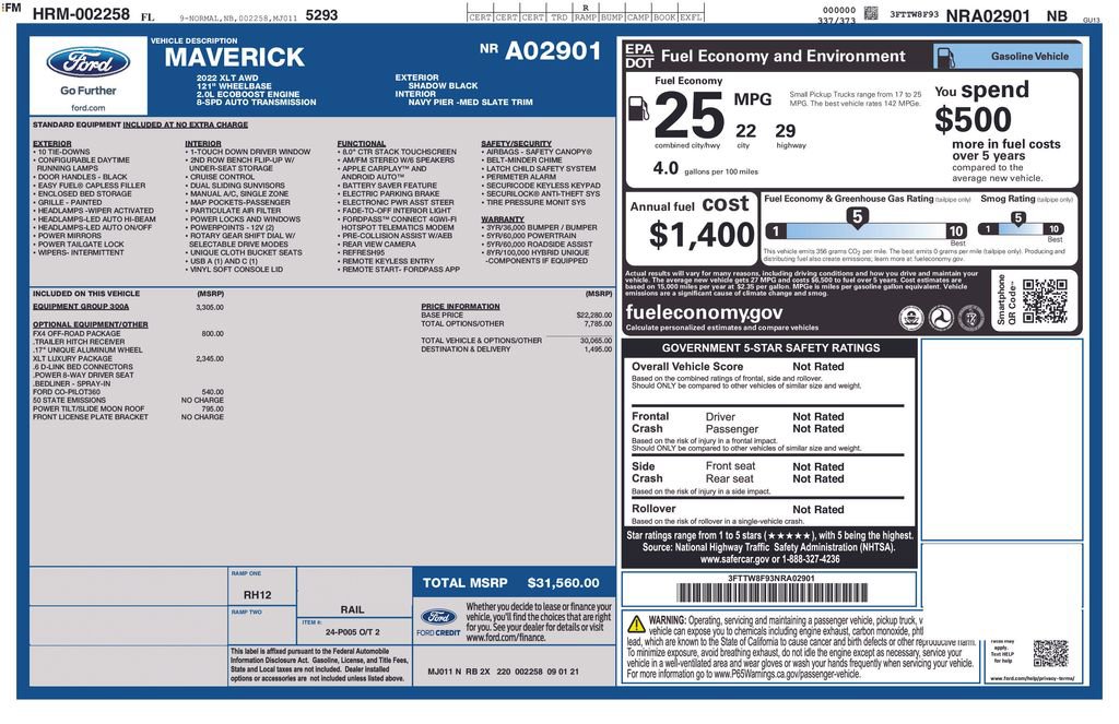 Certified 2022 Ford Maverick XLT w/ Equipment Group 300A Standard image 4