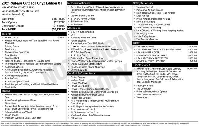 Used 2021 Subaru Outback Onyx Edition XT image 9