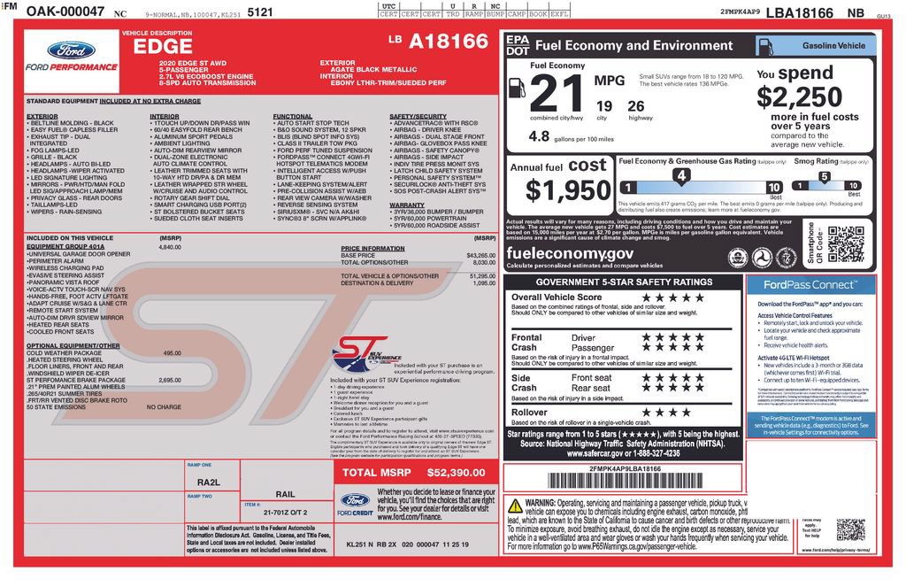 Certified 2020 Ford Edge ST w/ Equipment Group 401A AWD/4WD image 31