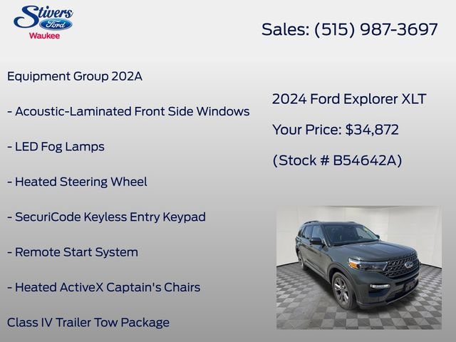 Certified 2024 Ford Explorer XLT w/ Equipment Group 202A AWD/4WD image 8