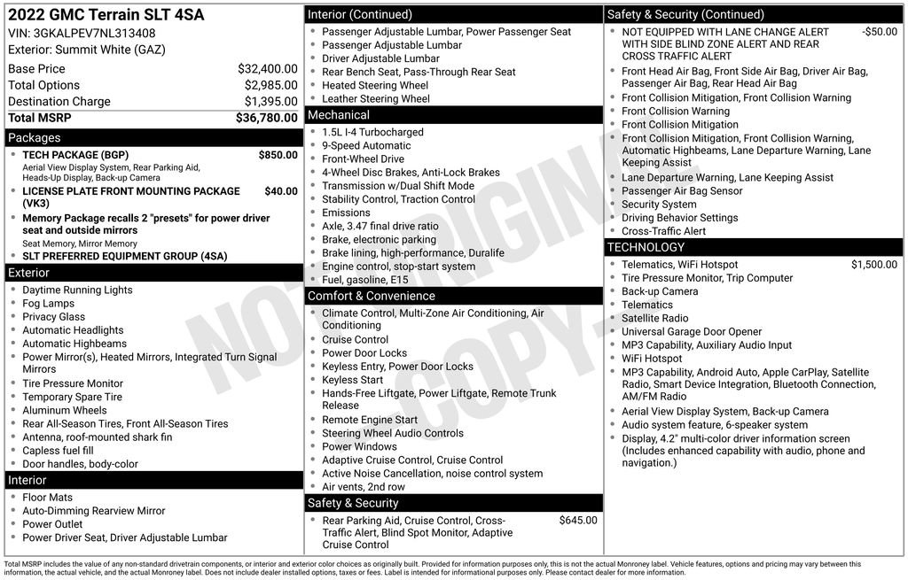 Used 2022 GMC Terrain SLT w/ Tech Package FWD image 8