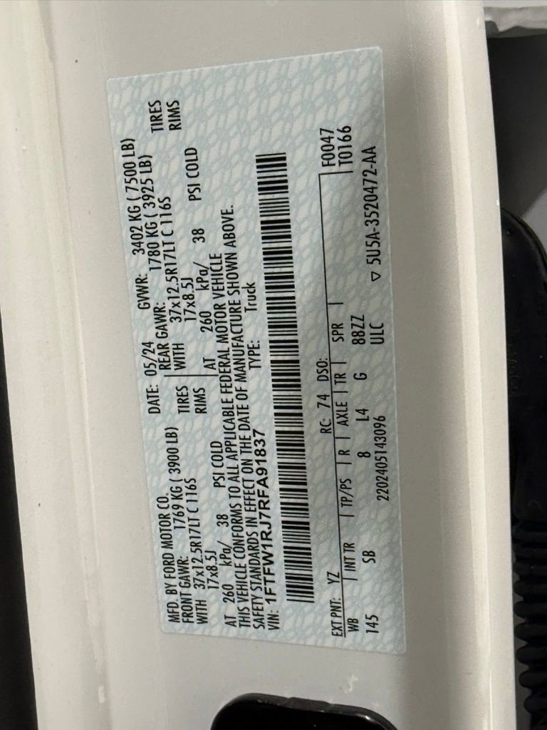 Certified 2024 Ford F150 Raptor w/ Equipment Group 803A Raptor R image 47