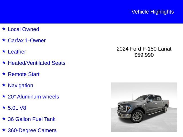 Certified 2024 Ford F150 Lariat w/ Equipment Group 502A High AWD/4WD image 3