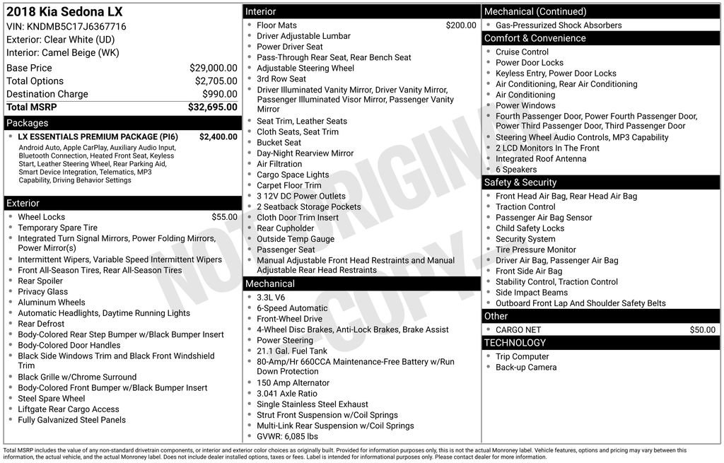 Used 2018 Kia Sedona LX w/ LX Essentials Premium Package FWD image 4