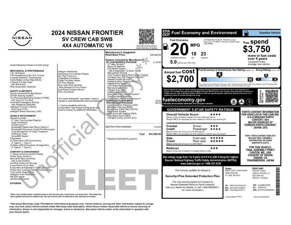 Used 2024 Nissan Frontier SV w/ SV Convenience Package AWD/4WD image 46