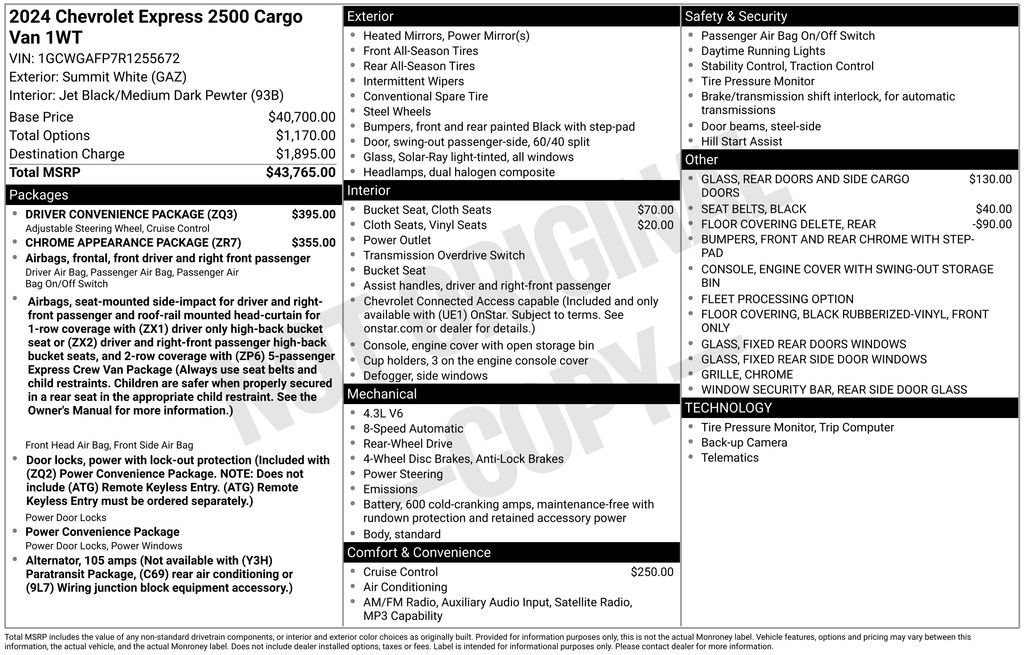 Used 2024 Chevrolet Express 2500 w/ Driver Convenience Package RWD image 5