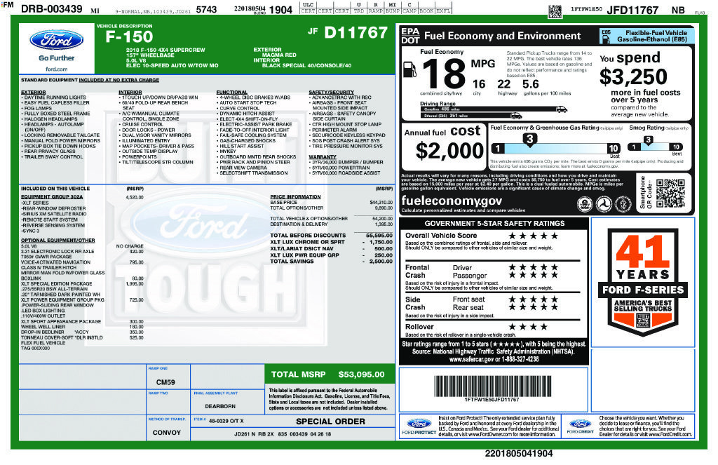 Certified 2018 Ford F150 XLT w/ Equipment Group 302A Luxury AWD/4WD image 39