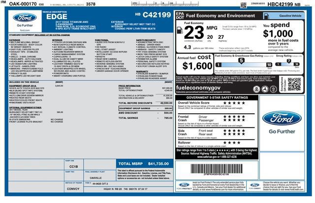 Certified 2017 Ford Edge Titanium w/ Equipment Group 301A image 35