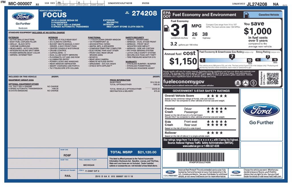 Certified 2018 Ford Focus SE FWD image 31