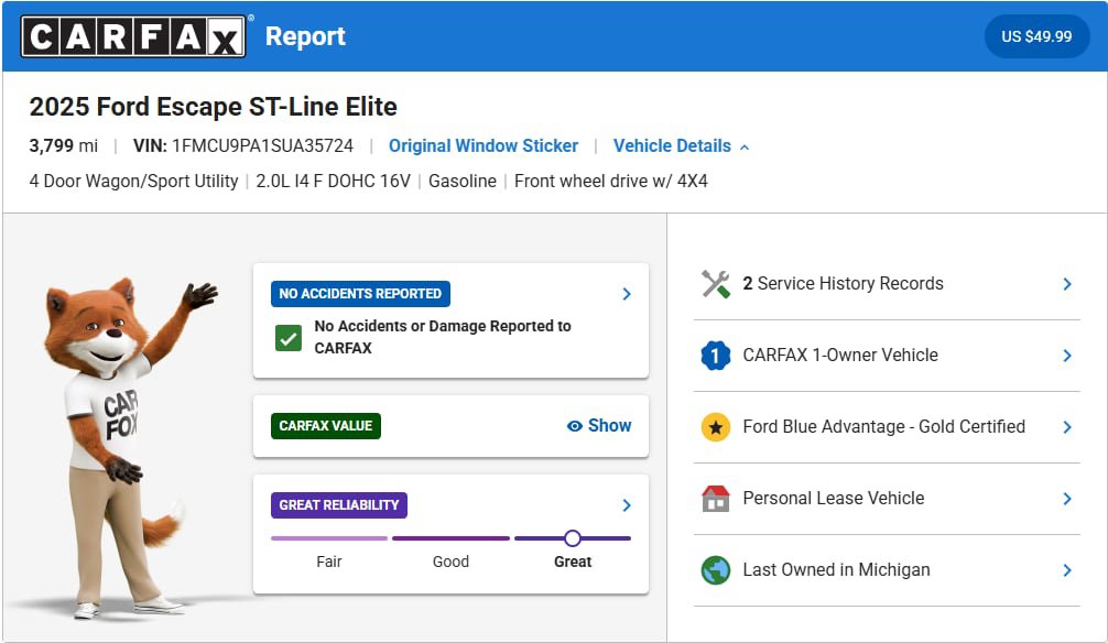 Certified 2025 Ford Escape ST-Line Elite w/ Premium Technology Package AWD/4WD image 3