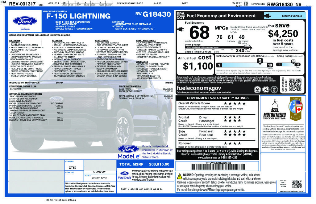 Certified 2024 Ford F150 Lightning XLT w/ Max Trailer Tow Package AWD/4WD image 36